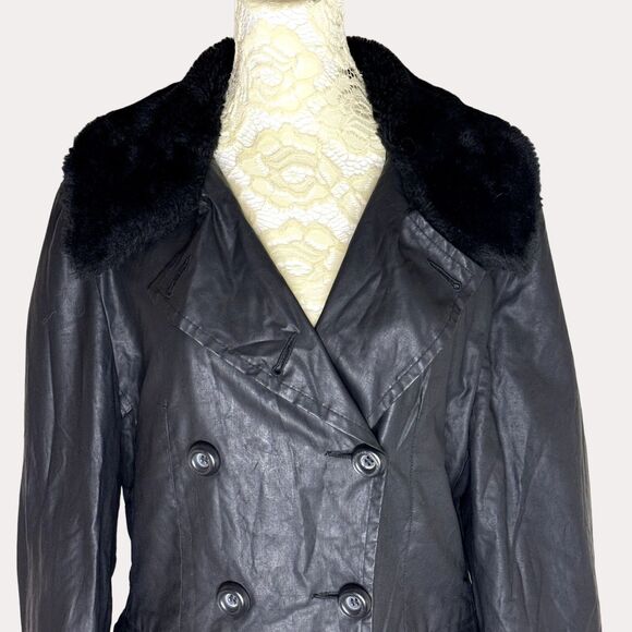 Antonio Derrico Italy Double Breasted Jacket Coat Faux Fur Black S? M? bv - Picture 2 of 7